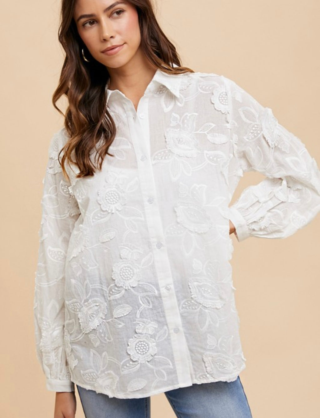 Flower Oversized Button Down Shirt