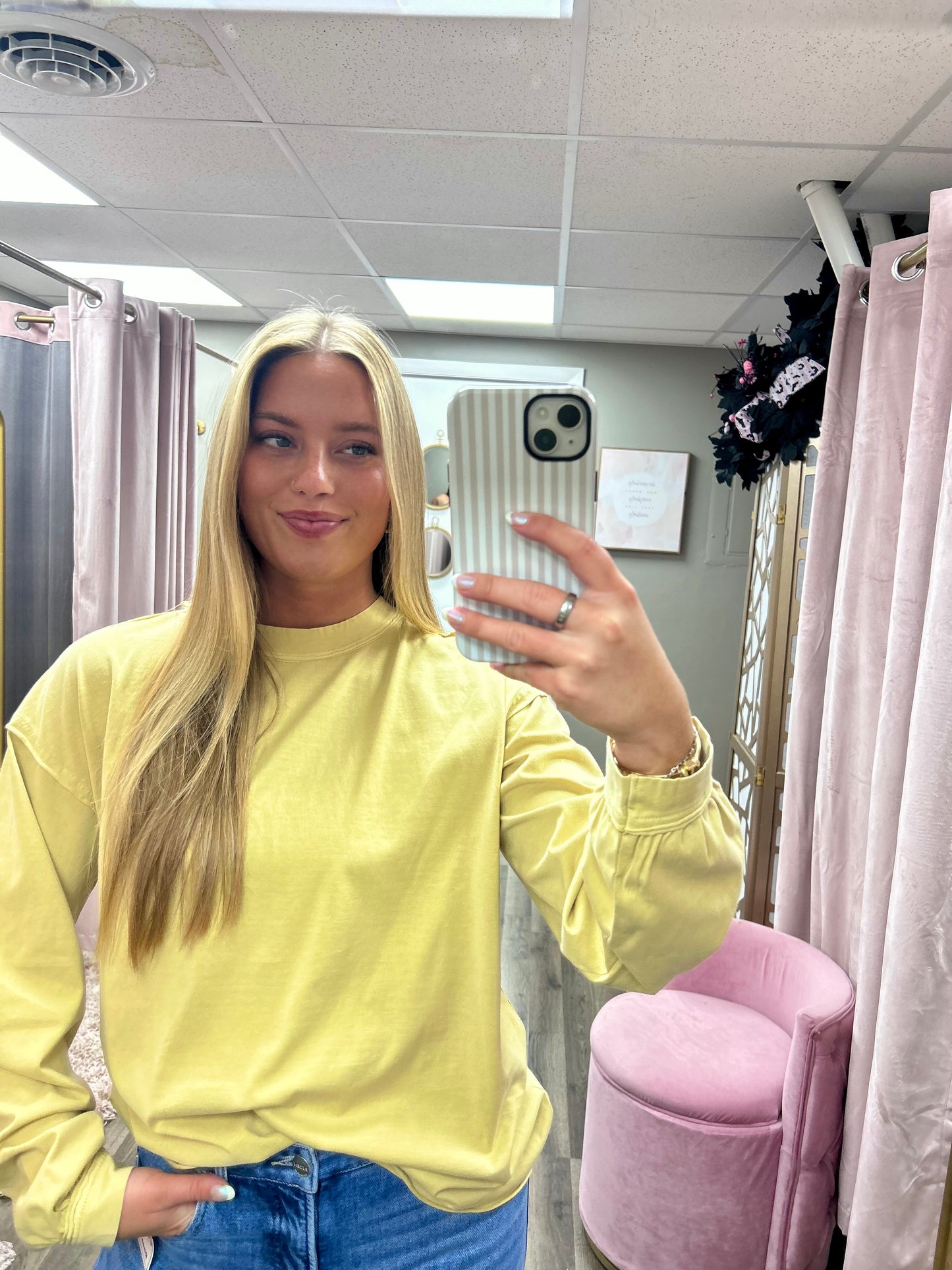 Pigment Washed Crewneck Long Sleeve