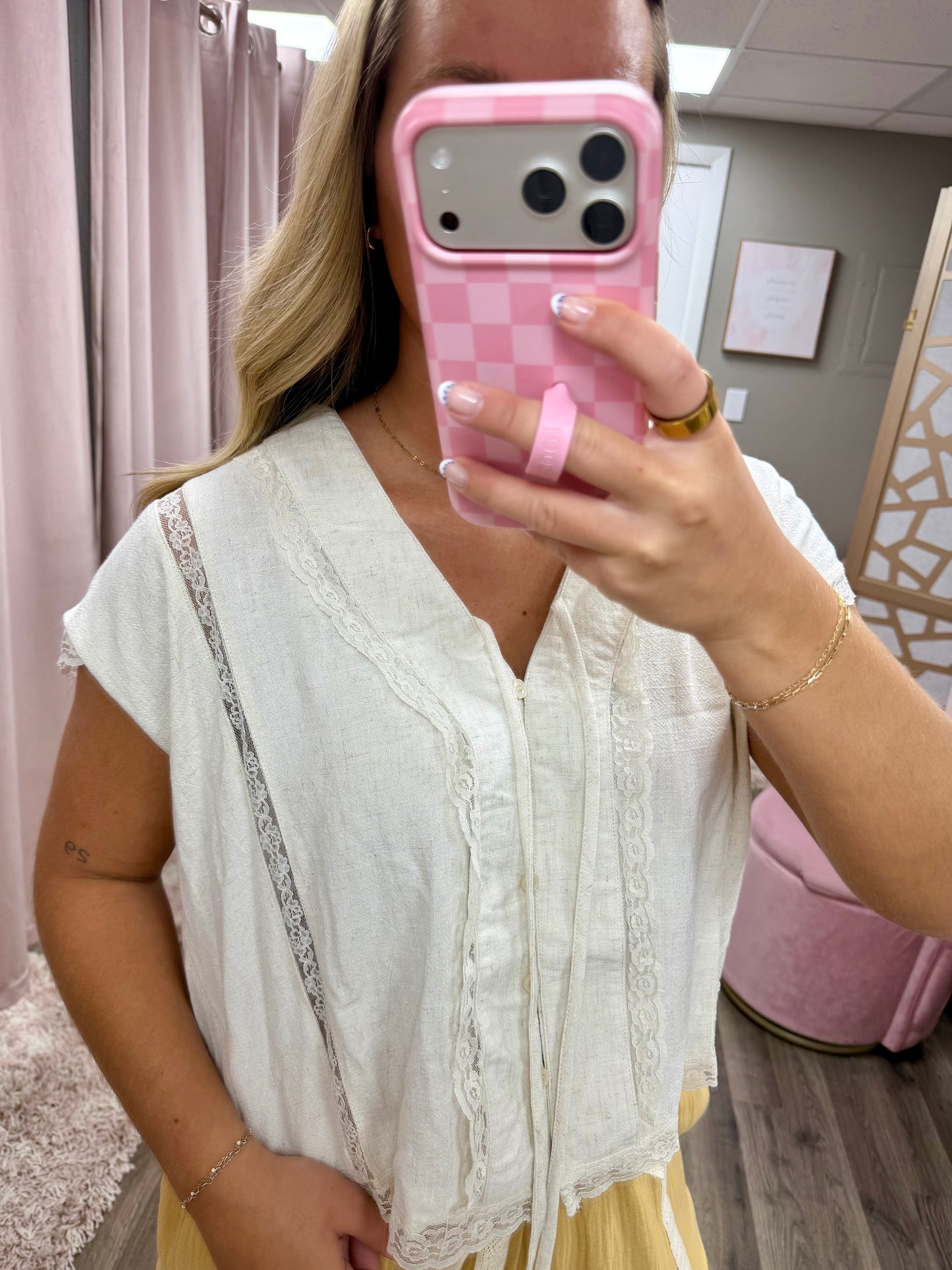 Linen Front Tie Top