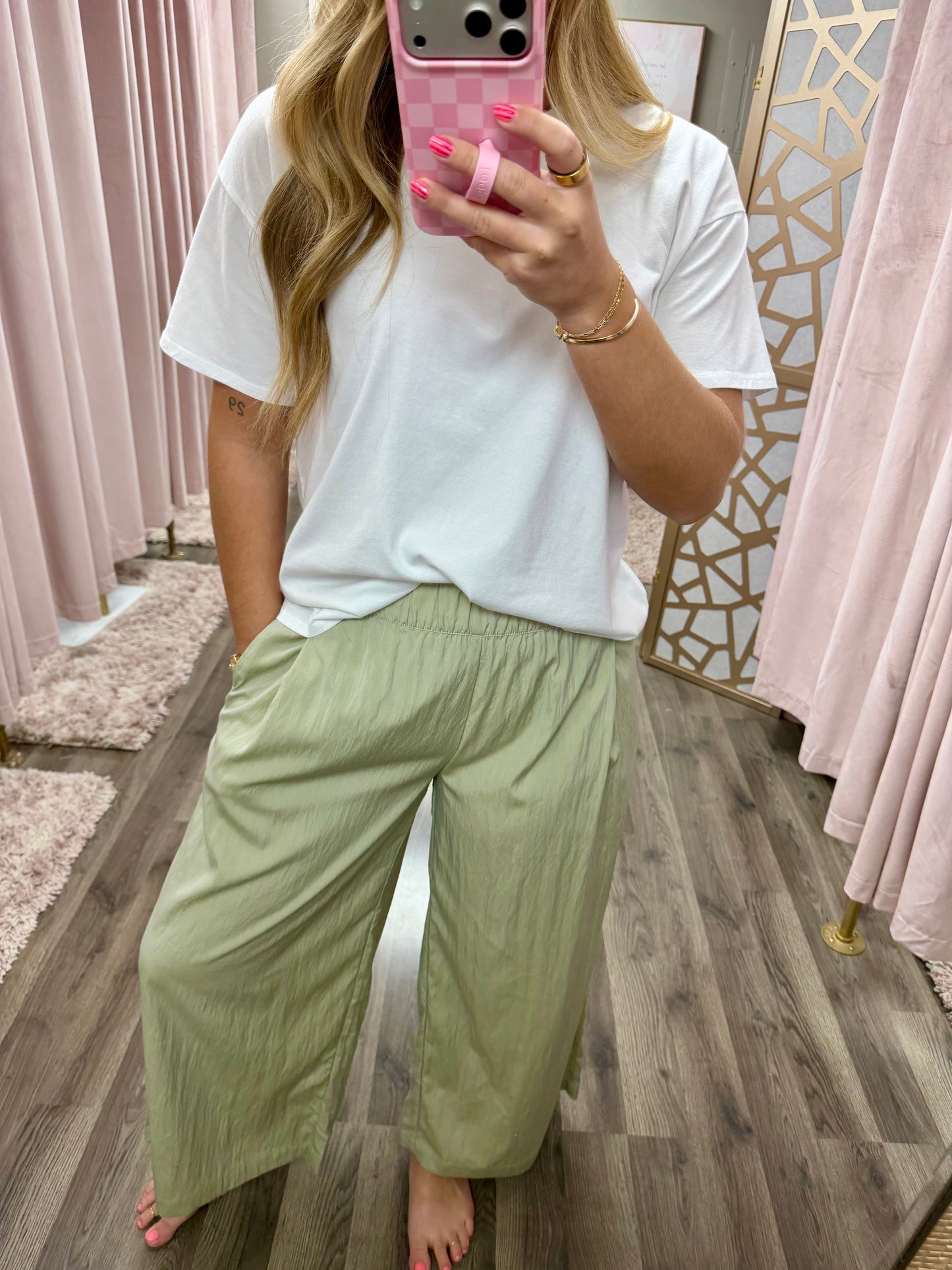 Elastic Waistline Cropped Pant
