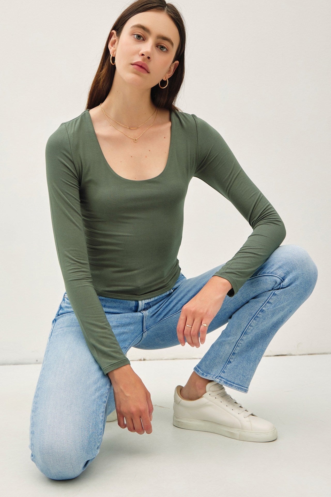 Solid Long Sleeve Basic Top