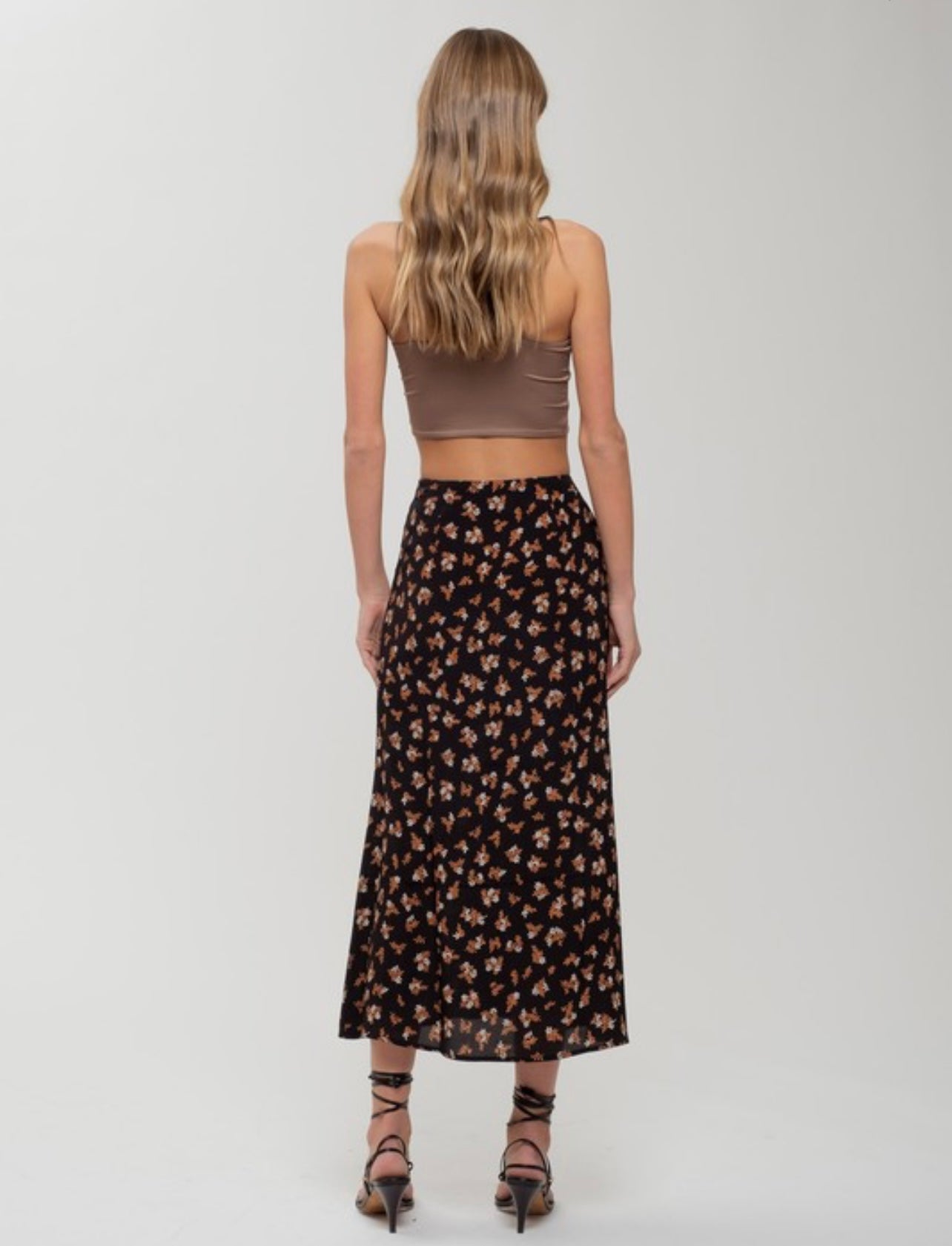 Floral Split Hem Midi Skirt