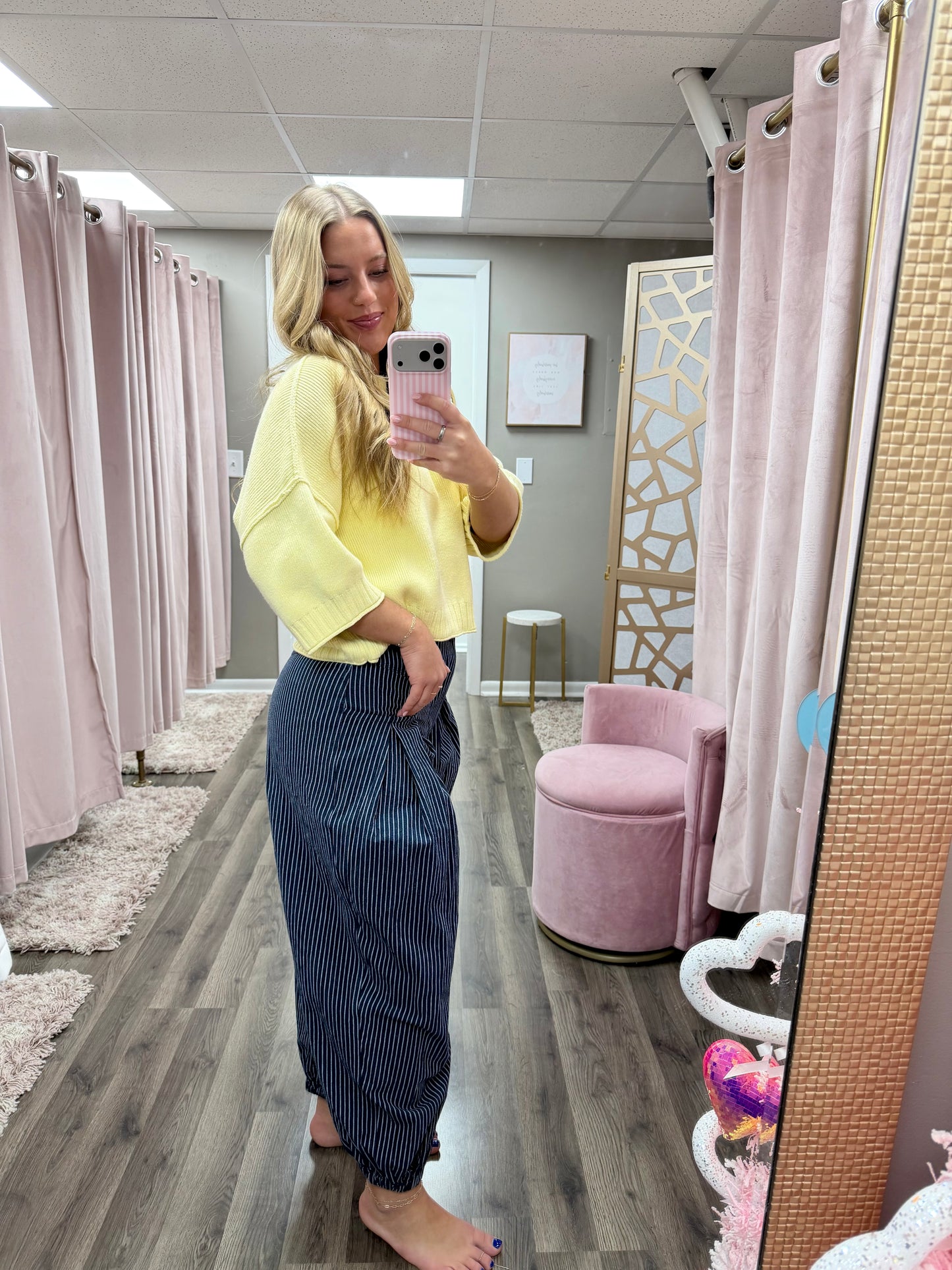 Pull On Stripe Wide Leg Pant