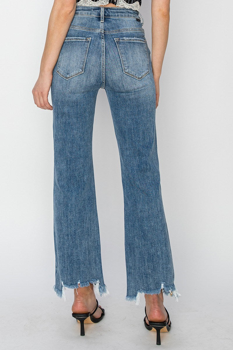 Risen Plus High Rise Crop Distress Jean