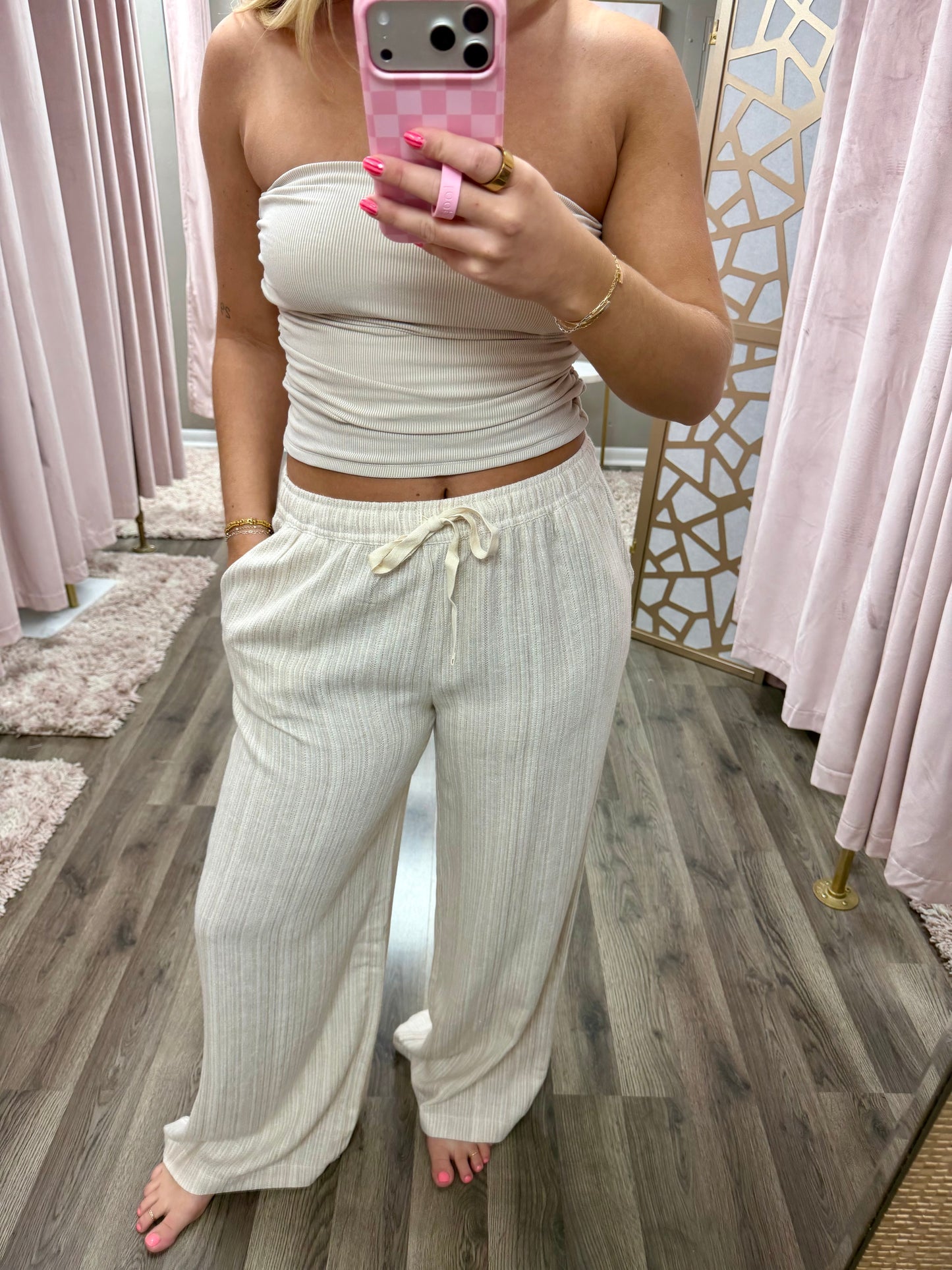 Linen Wide Leg Drawstring Pant