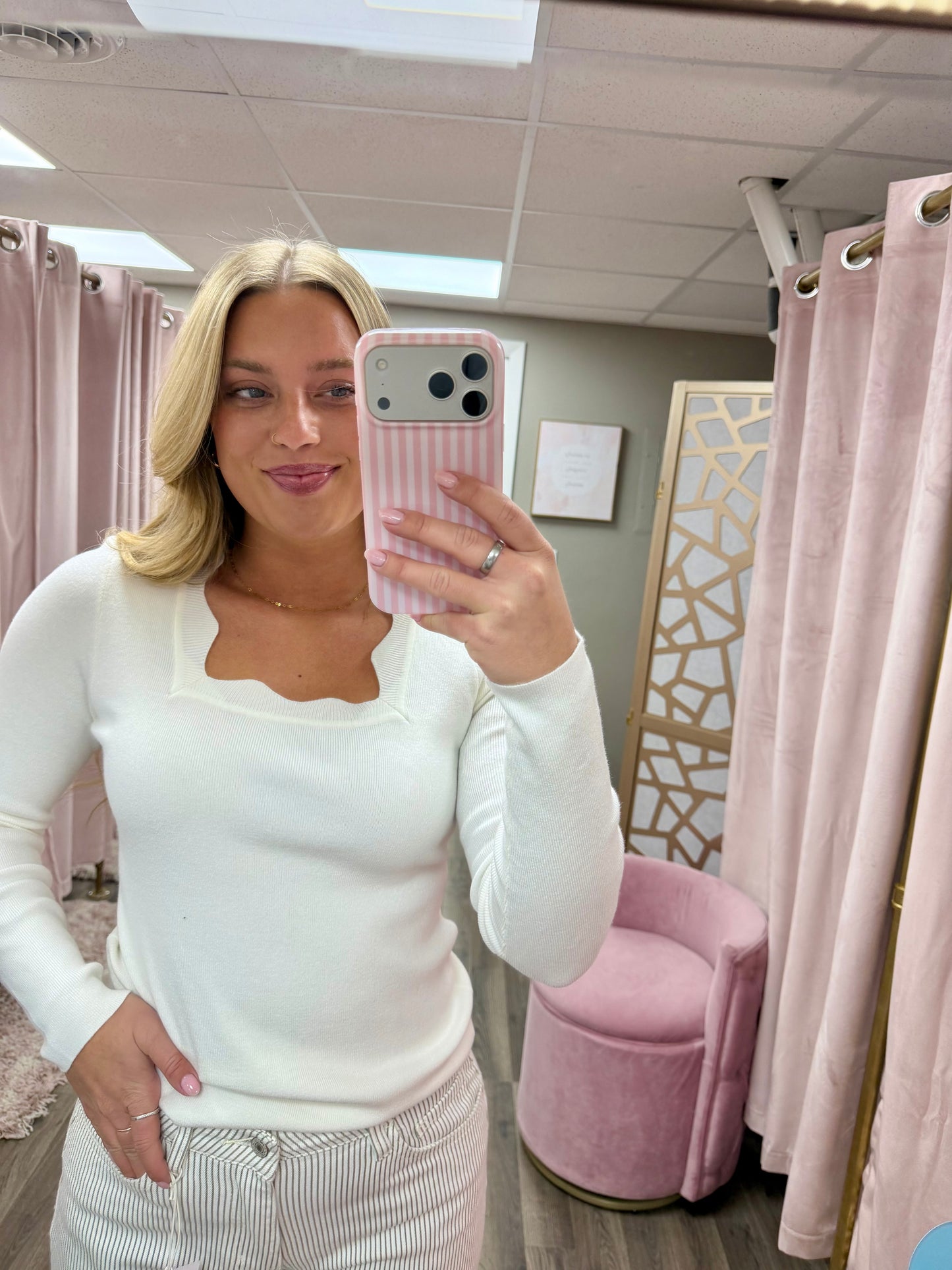 Scallop Scoop Neck Sweater
