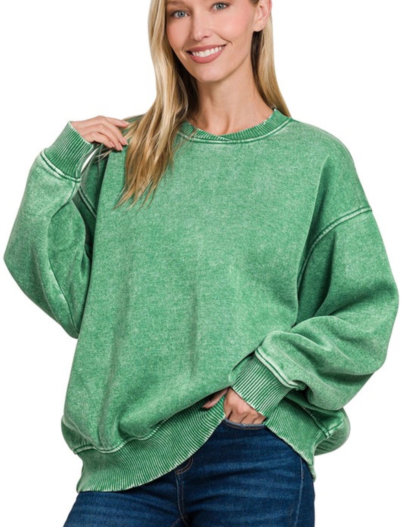 Acid Wash Oversized Crew