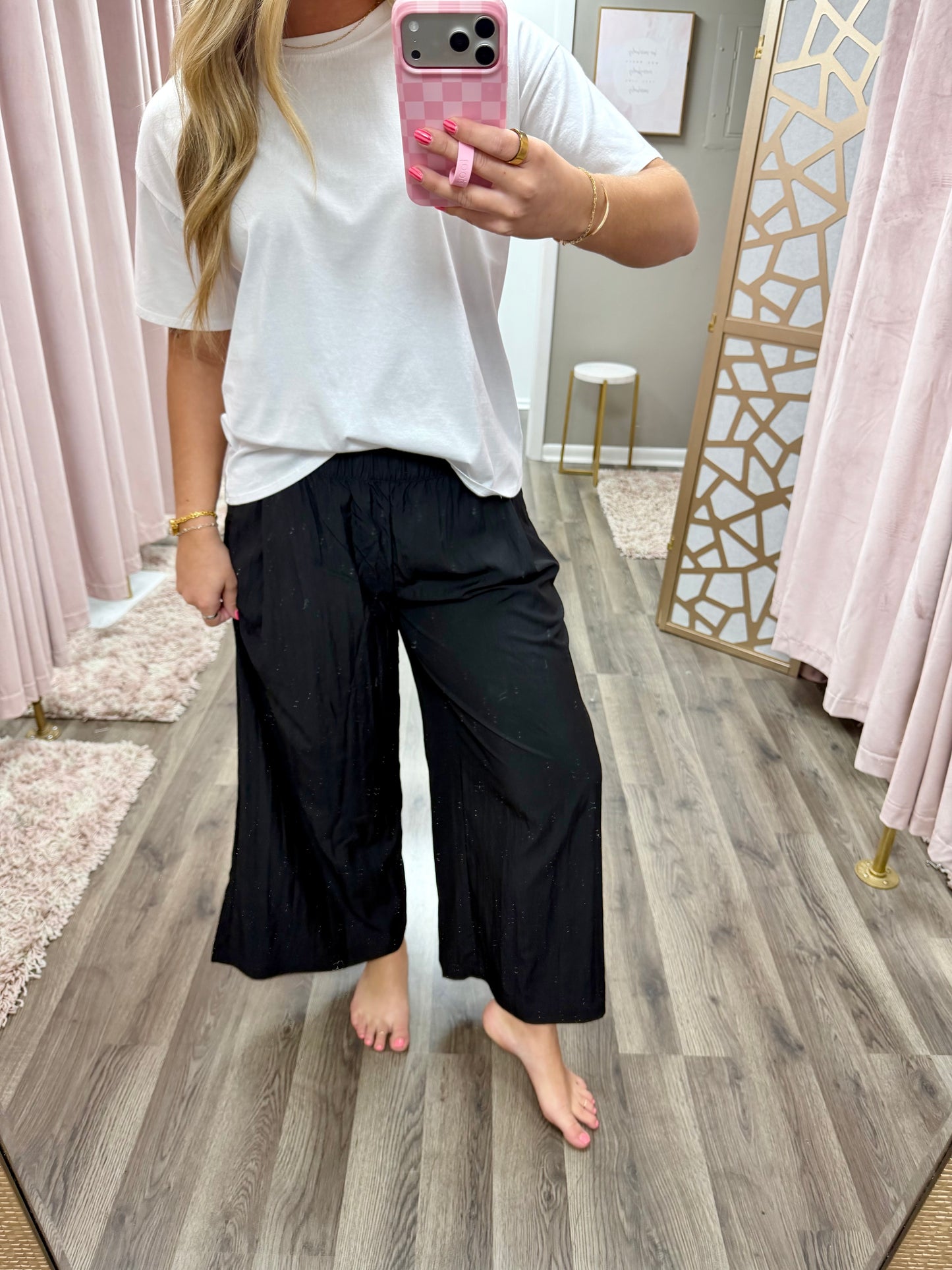 Elastic Waistline Cropped Pant