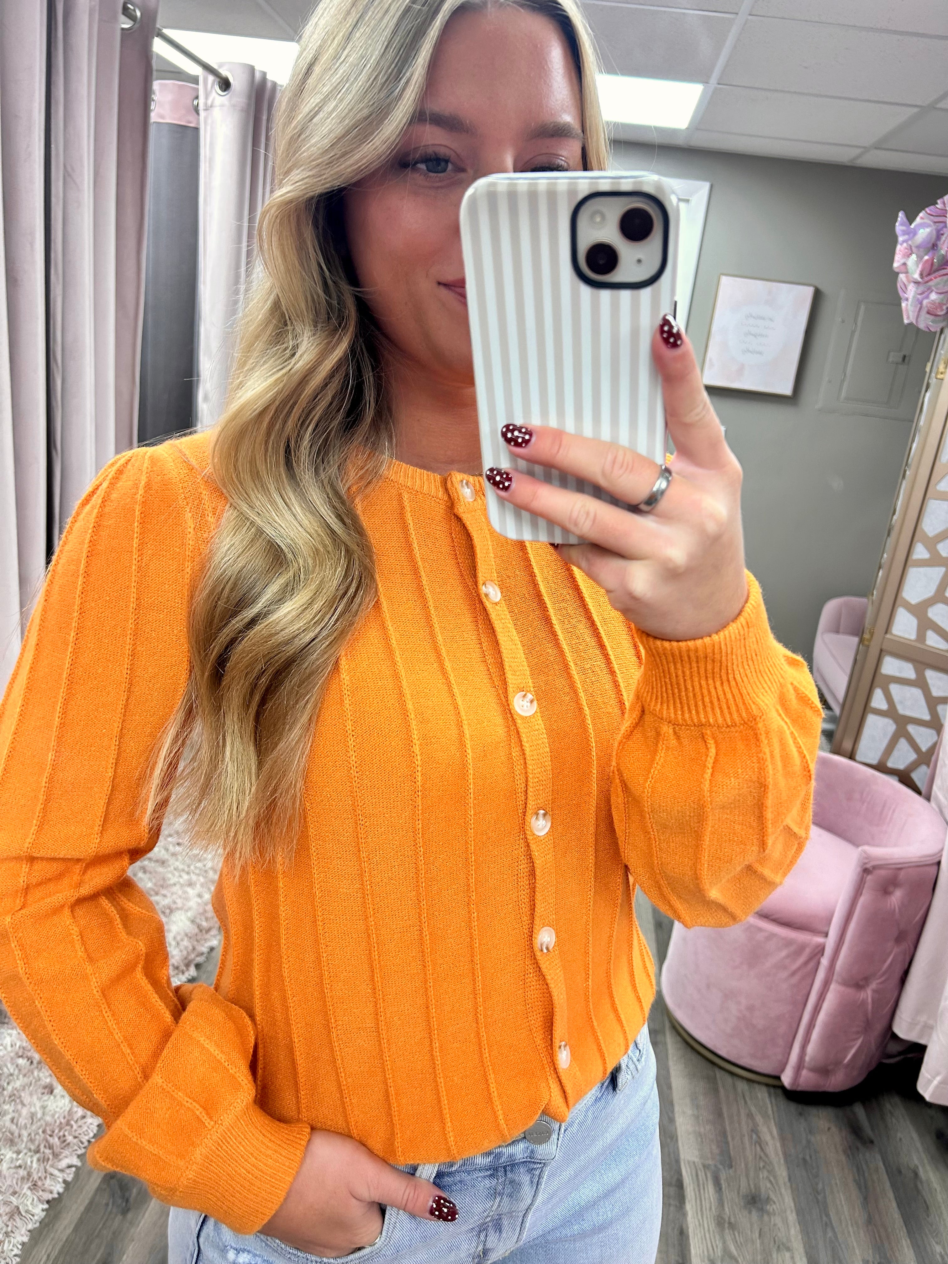 Crew Neck Button Cardigan