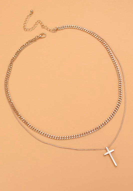 Double Layer Cross Necklace