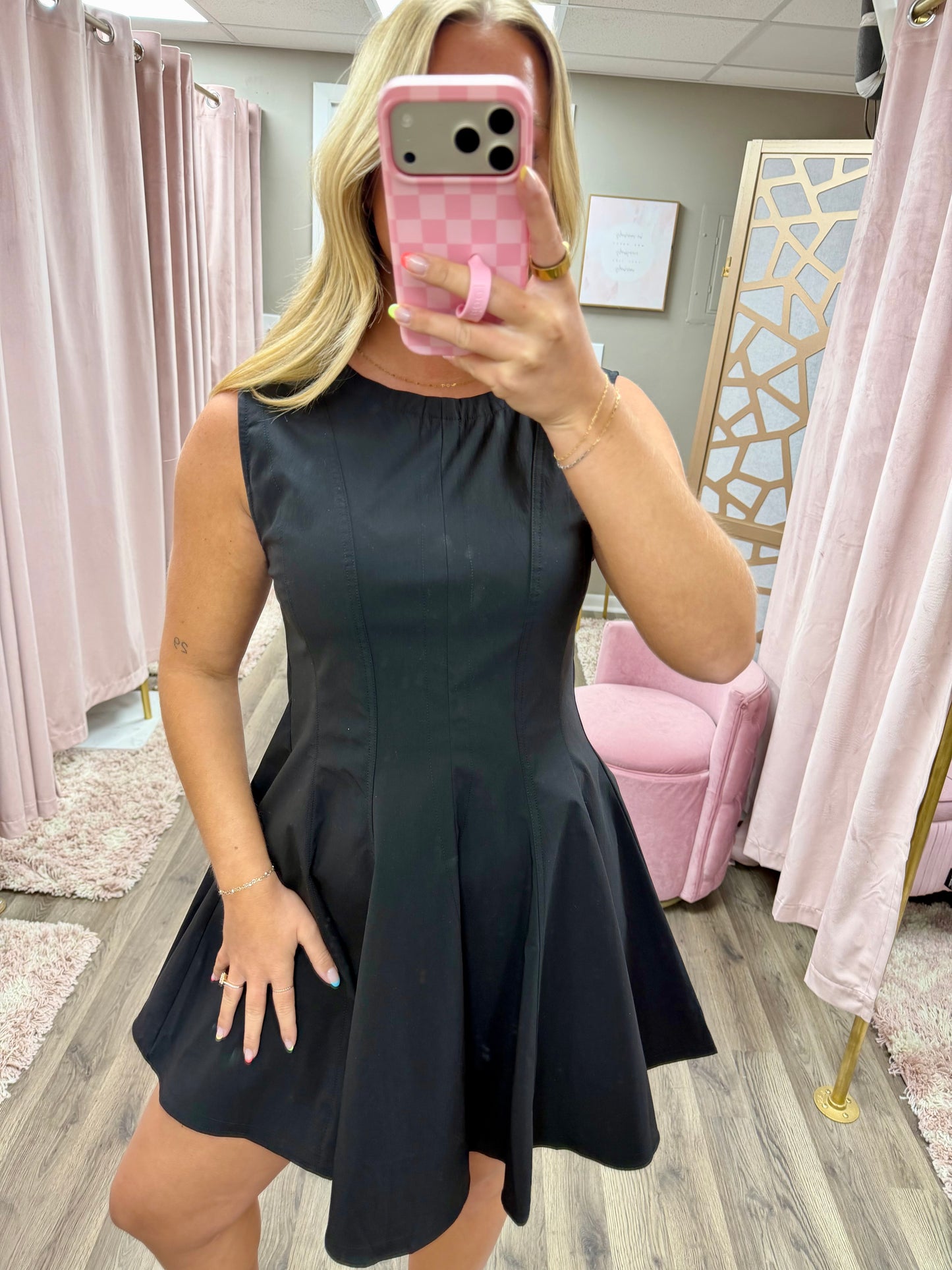 Woven Flare Mini Dress