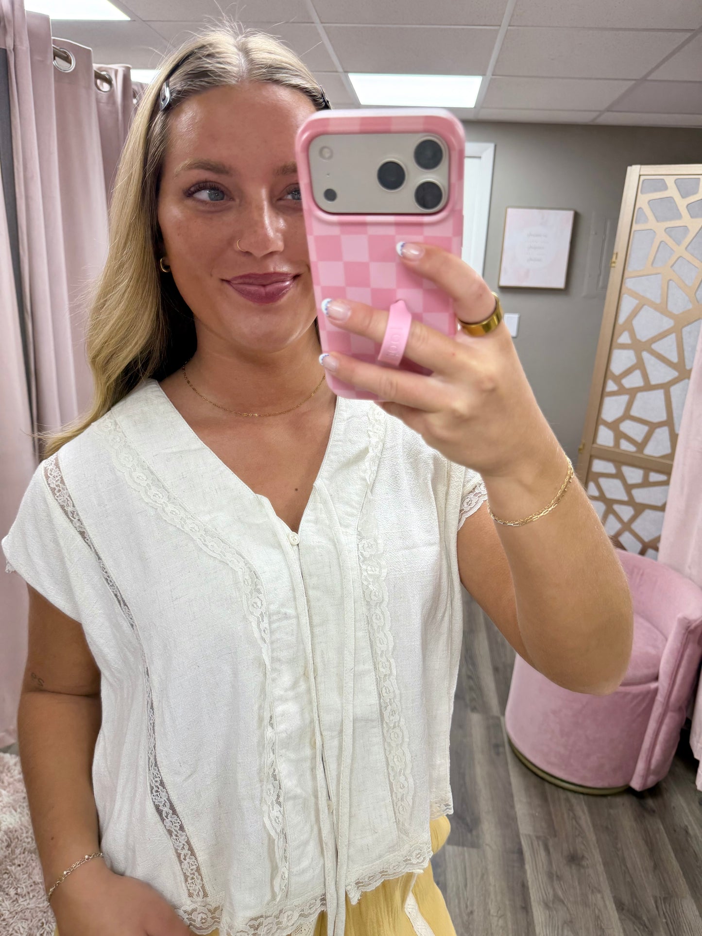 Linen Front Tie Top