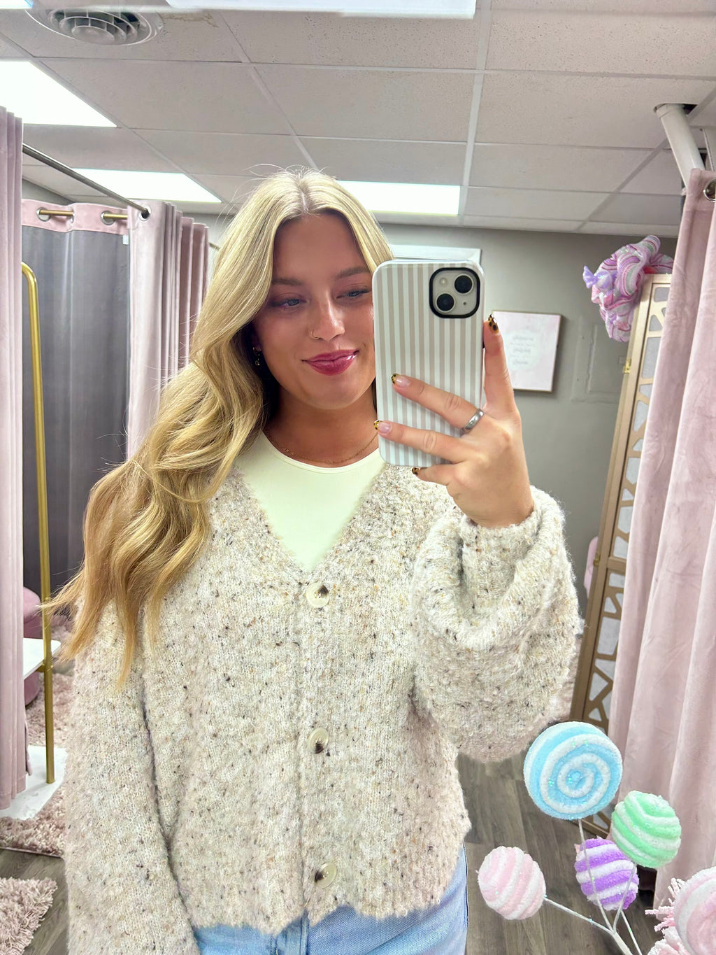 V Neck Wool Blend Sweater Cardigan