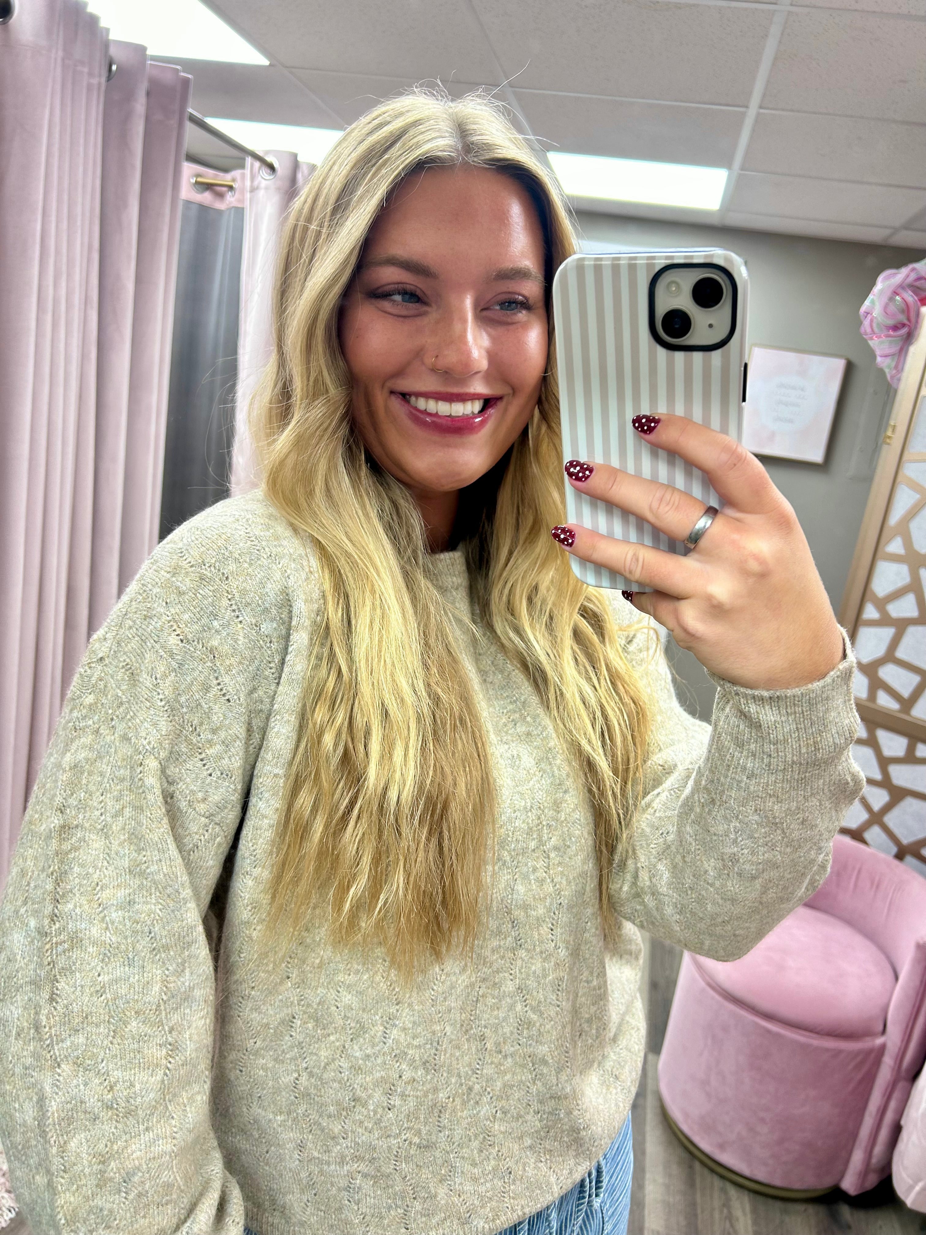 Classic Cut Crochet Knit Sweater