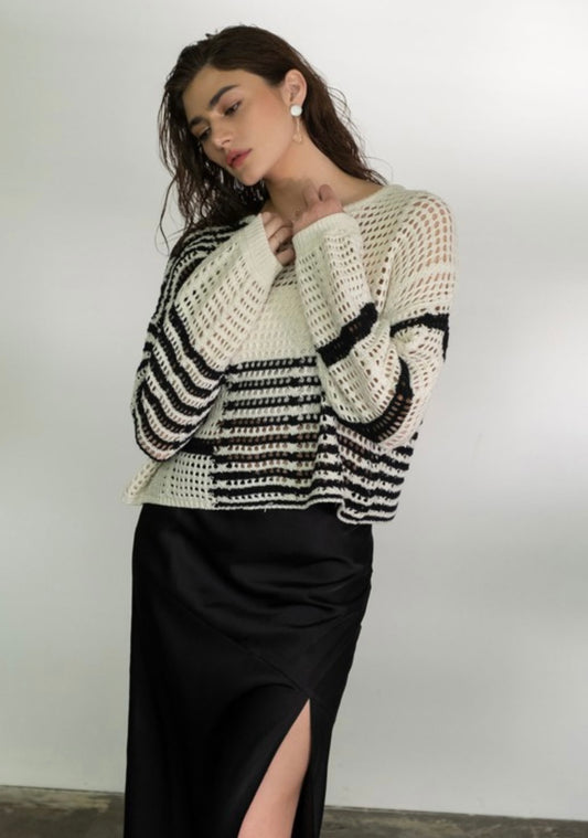 Crochet Sheer Knit Sweater