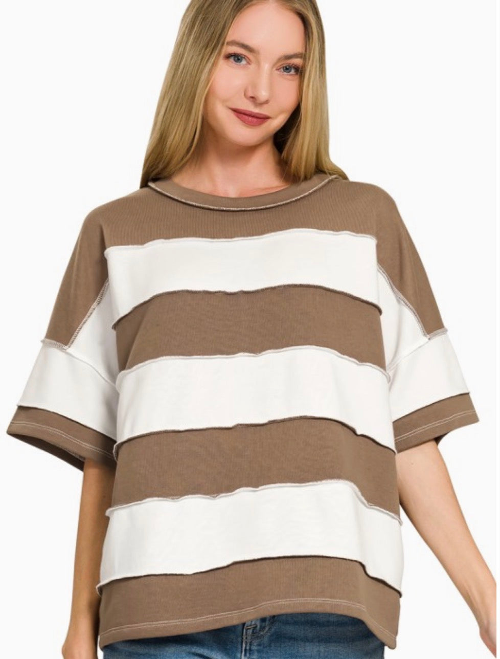 Striped Exposed Seam Top