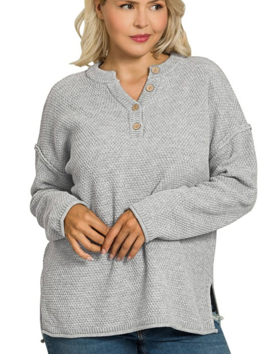 Four Button Henley Sweater