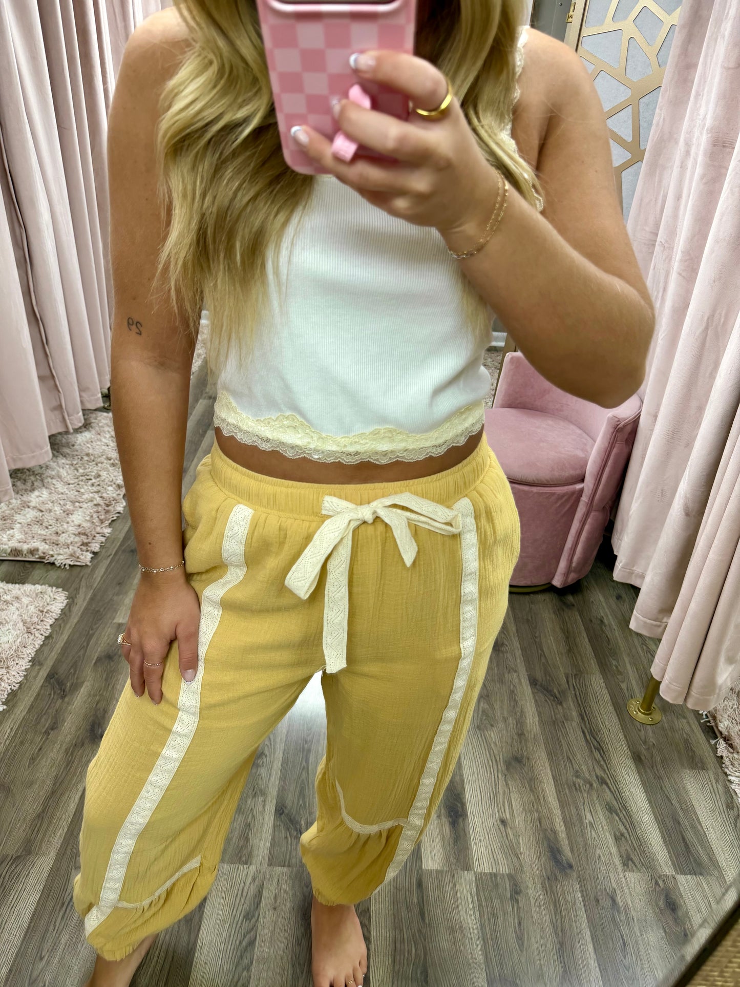 Lace Trimmed Balloon Pants