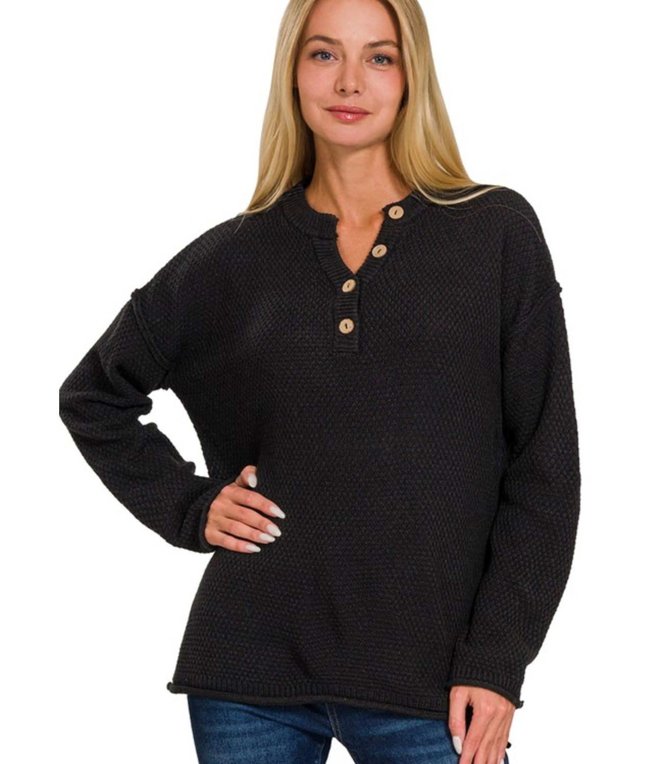 Four Button Henley Sweater