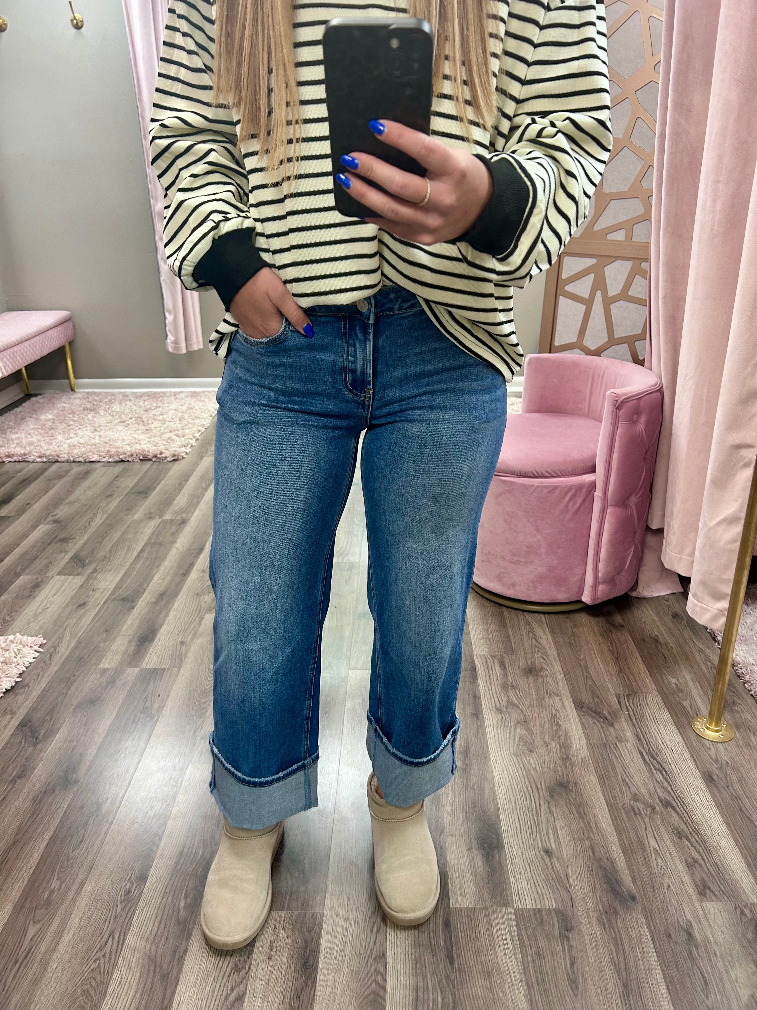 Bayeas Low Rise Straight Crop Jean