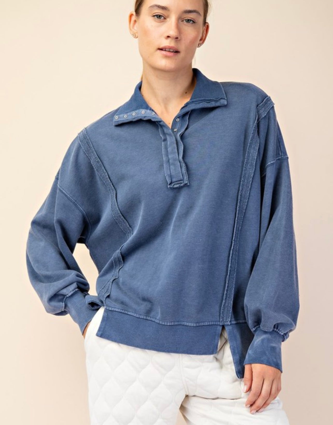 Henley Terry Sweatshirt