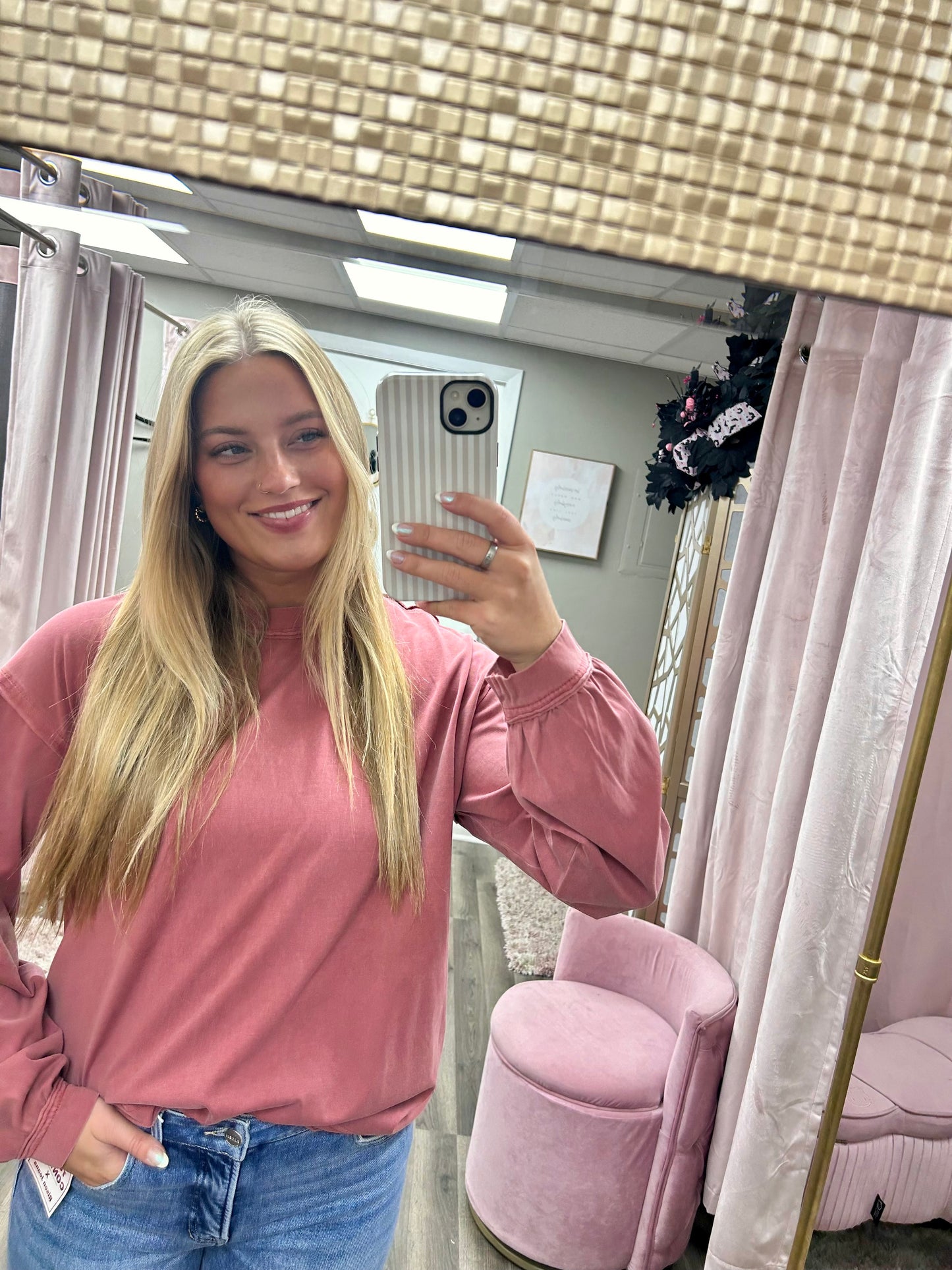 Pigment Washed Crewneck Long Sleeve