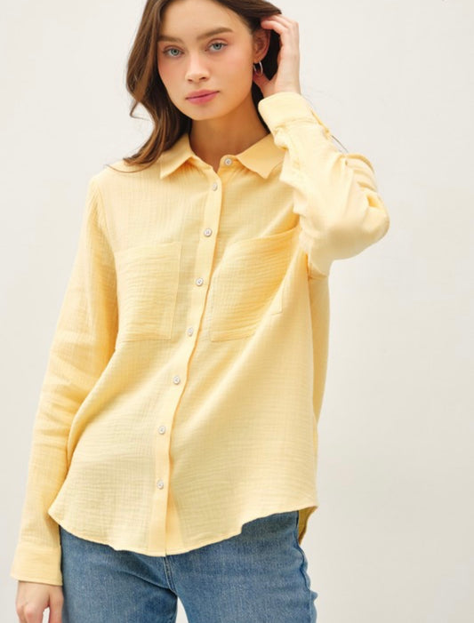 Gauze Long Sleeve Button Up
