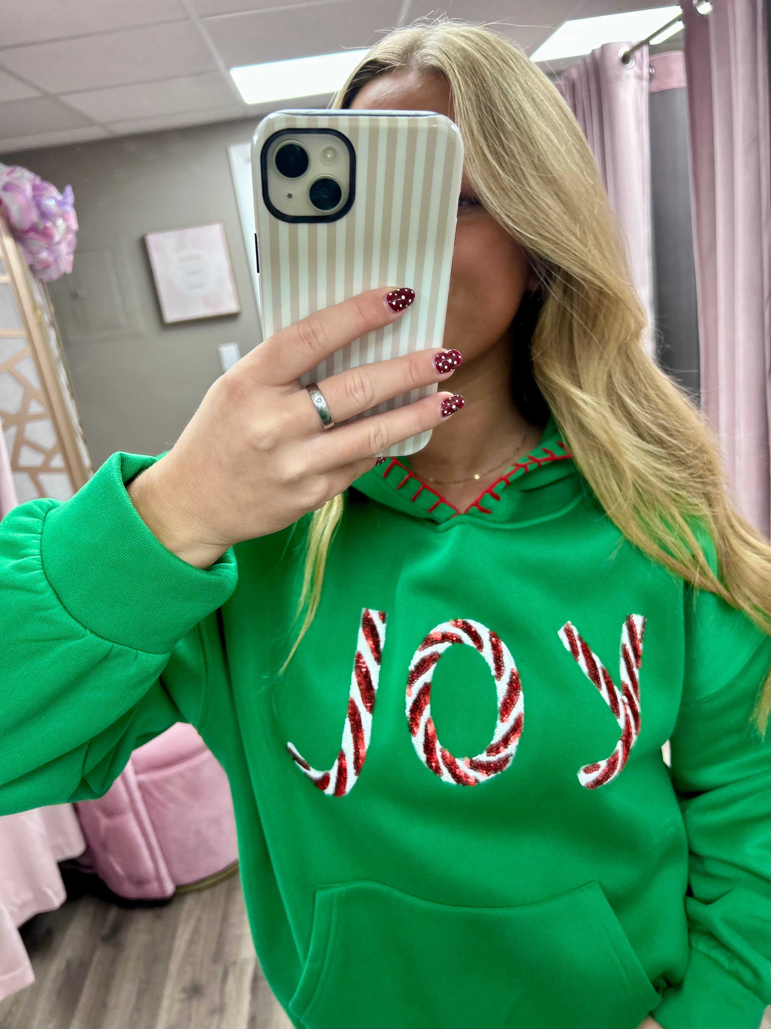 Joy Stitch Detail Fleece Hoodie