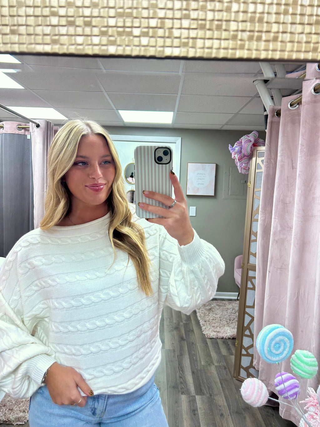 Cable Knit Dolman Sleeve Sweater