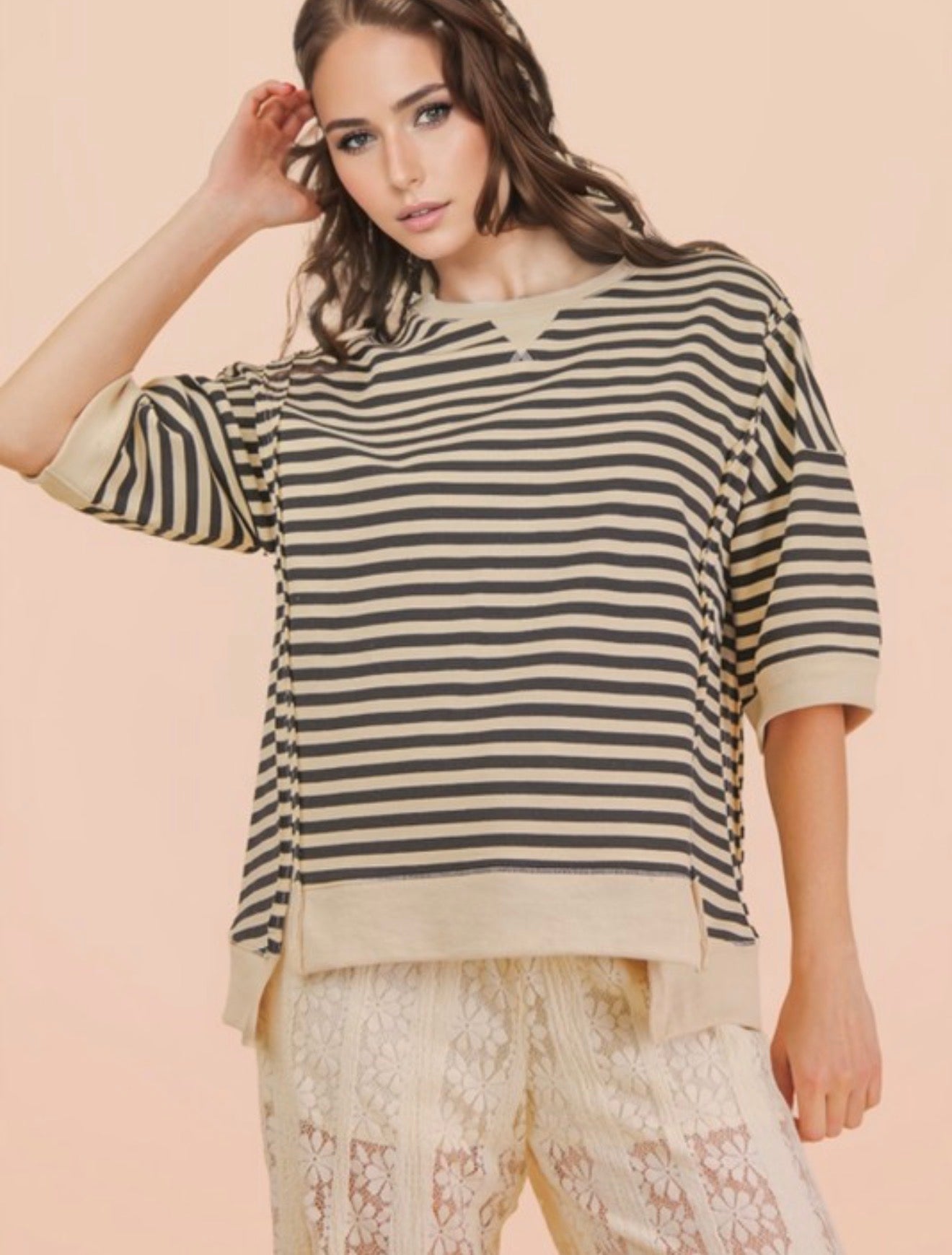 Oversized Stripe Casual Knit Top
