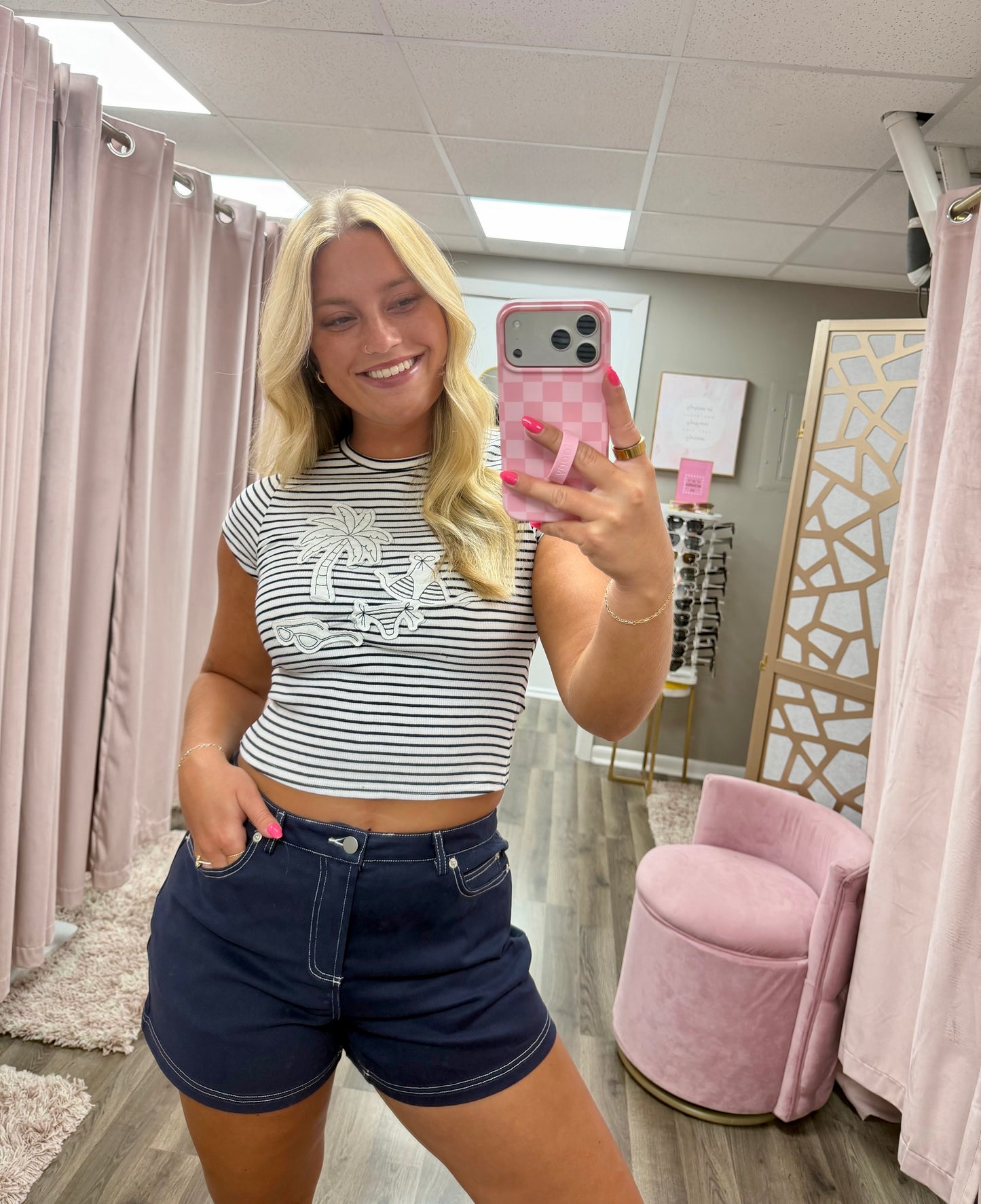 Denim Contrast Stitch Short