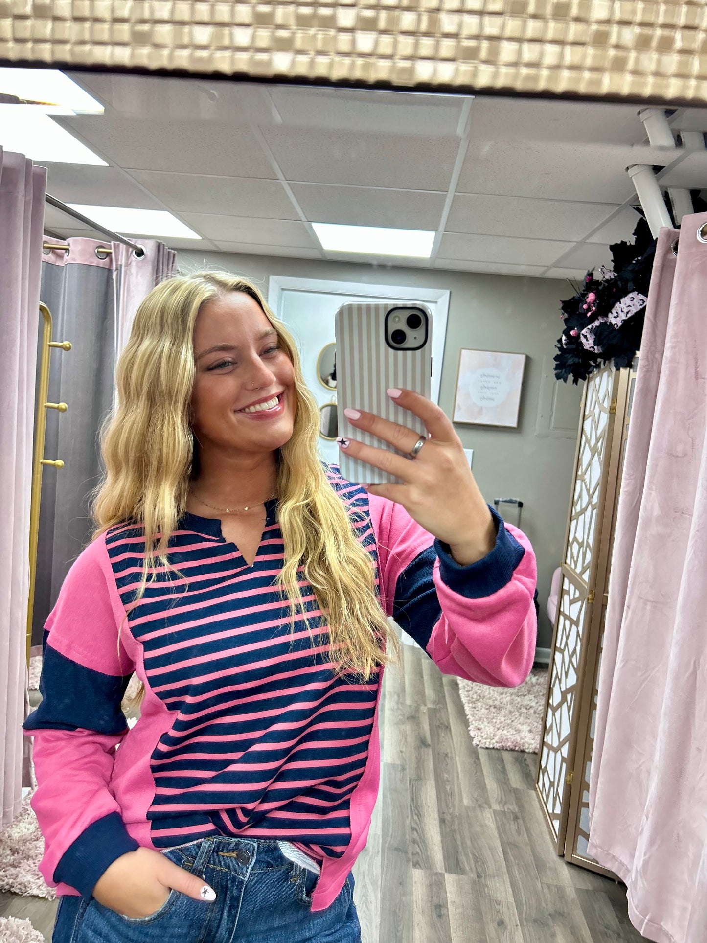 Striped Color Block Oversized Top