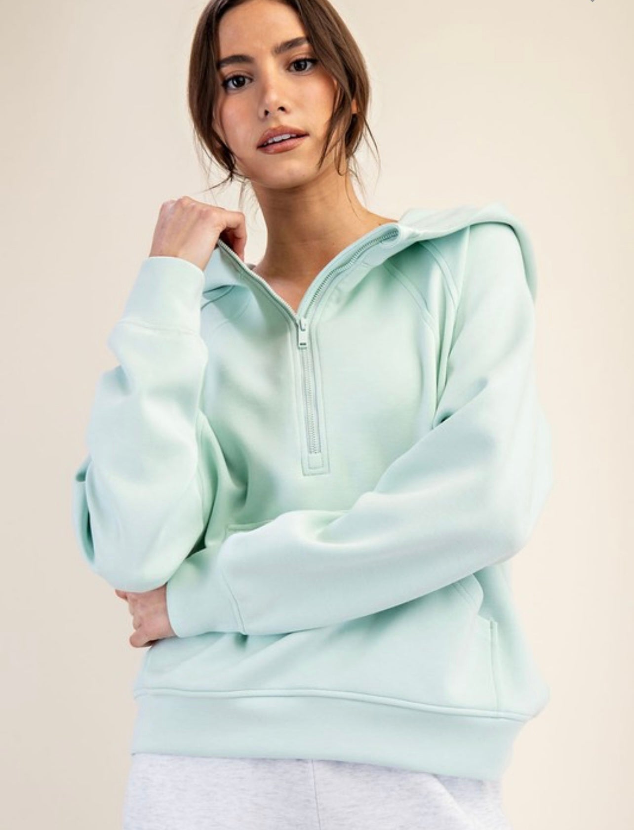 Poly Span Quarter Zip Hoodie Jacket