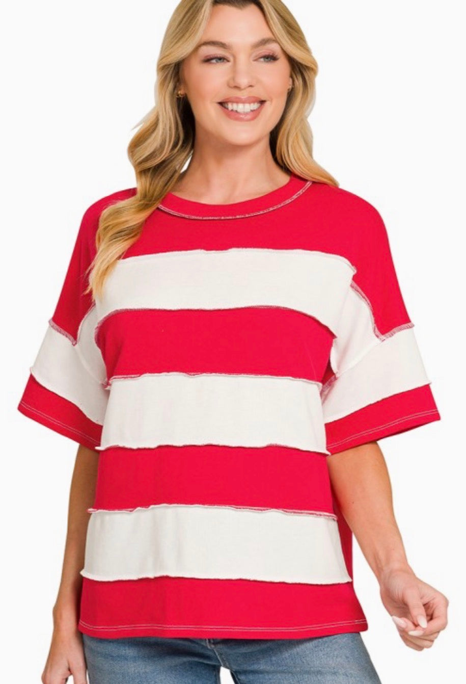 Striped Exposed Seam Top