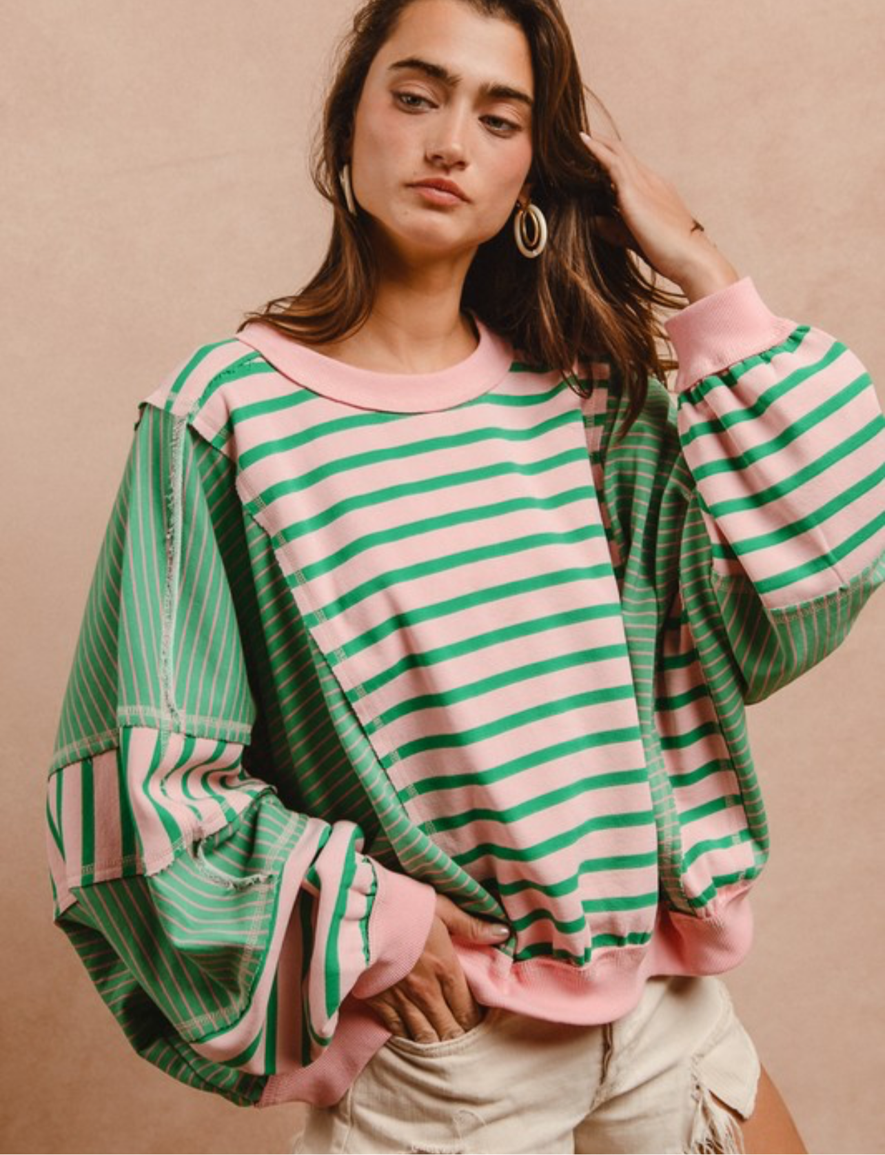 Stripe Mixed Loose Fit Top
