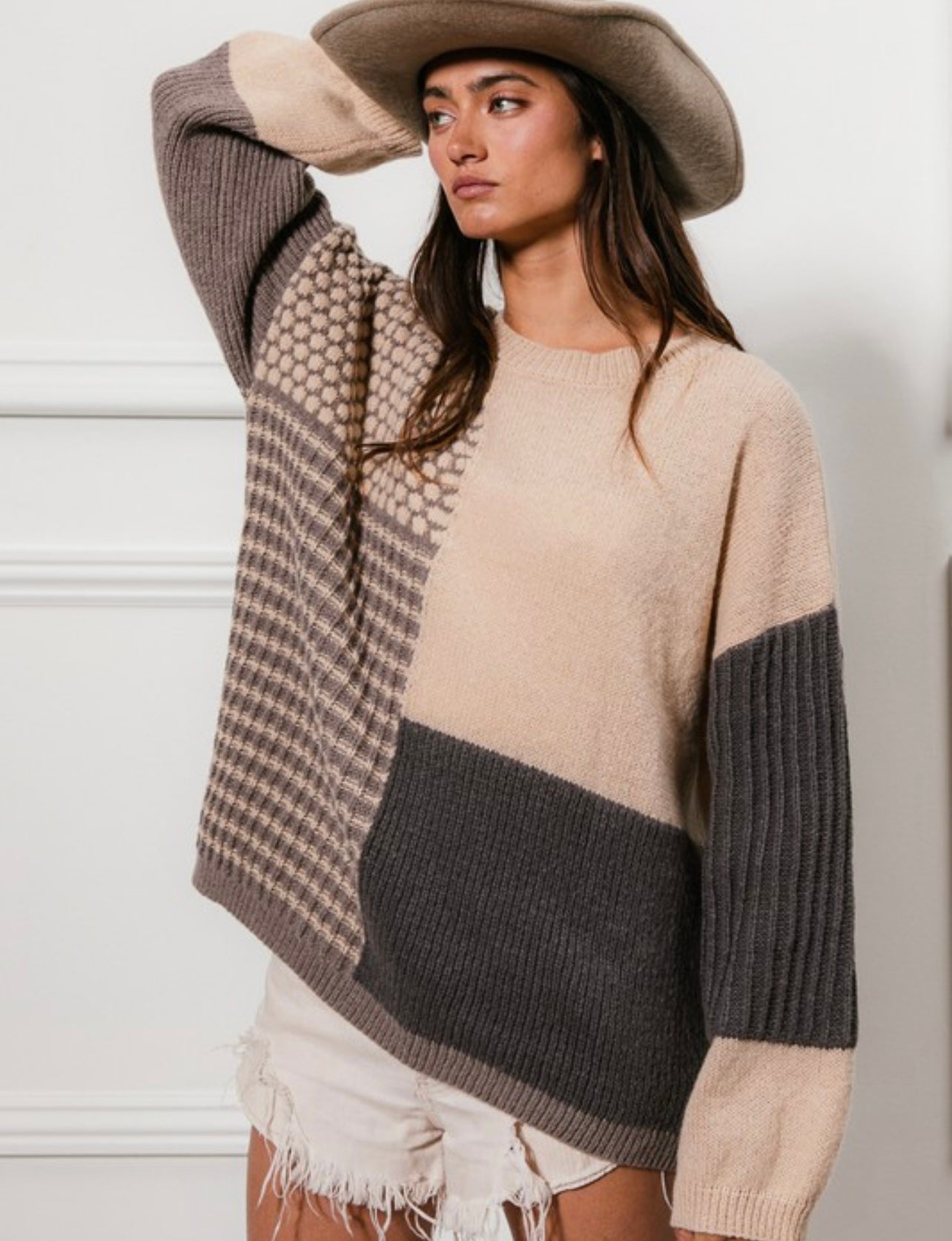 Mixed Pattern Block Sweater