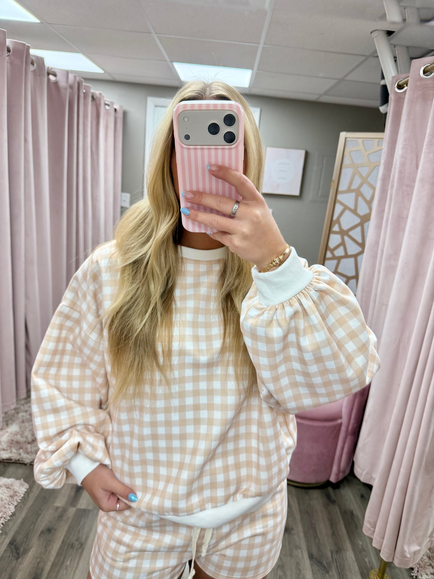 Gingham Cozy Crewneck