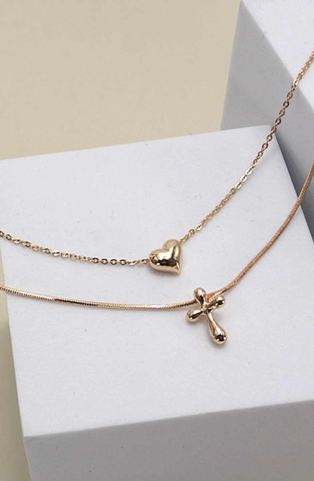 Double Layer Heart & Cross Chain