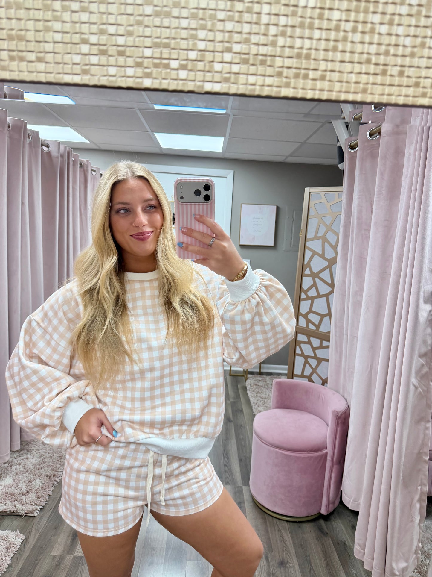 Gingham Cozy Crewneck