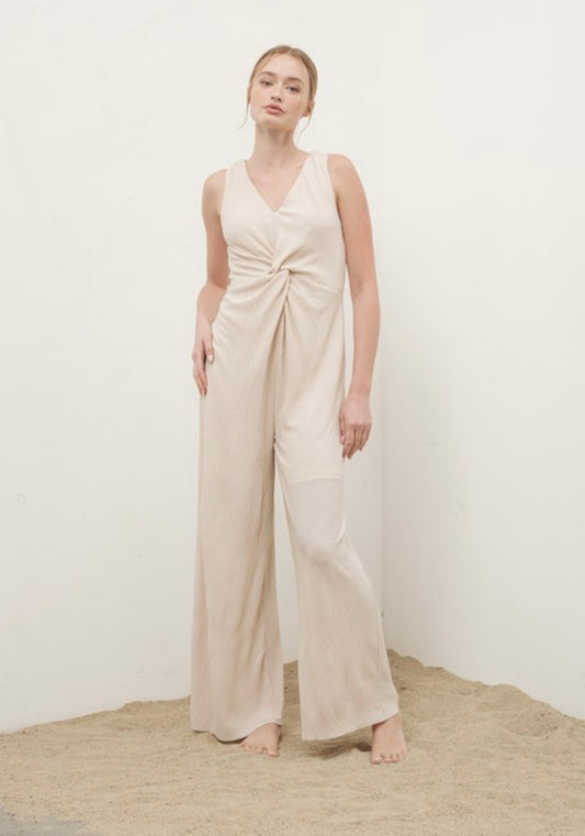 Crinkle Front Twist Jumpsuit