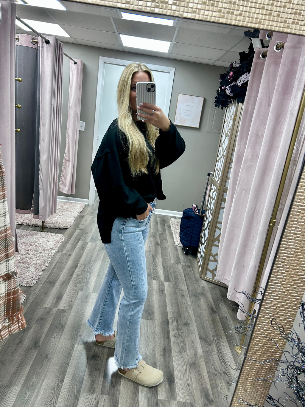 Risen High Rise Crop Flare Seam Jean