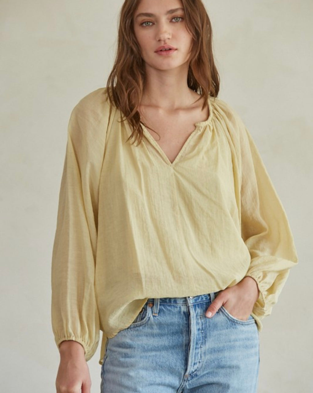 Split Neck Blouse Top