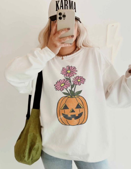 Pumpkin Flower Vase Crewneck