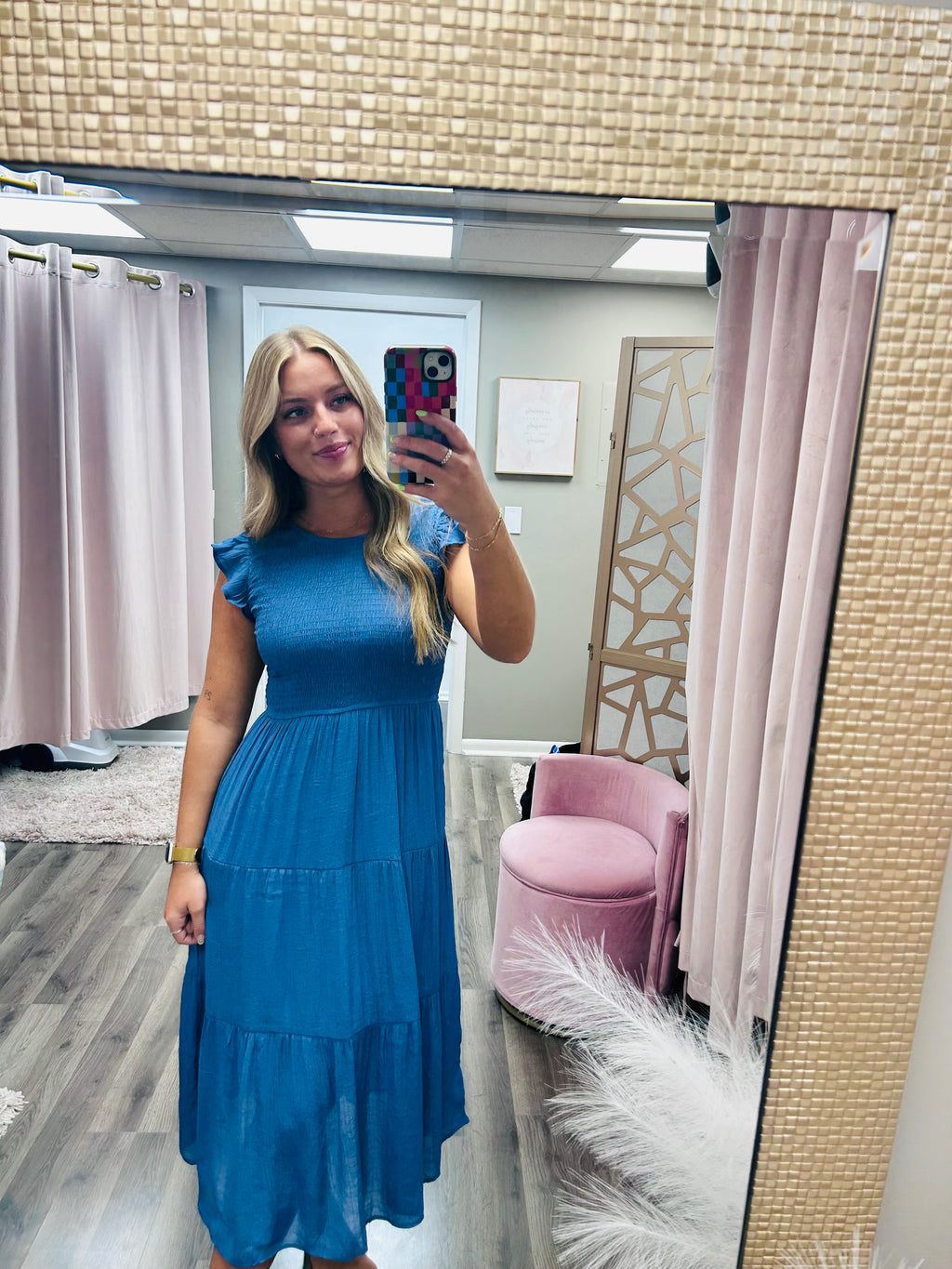 Smocked Tiered Midi Dress