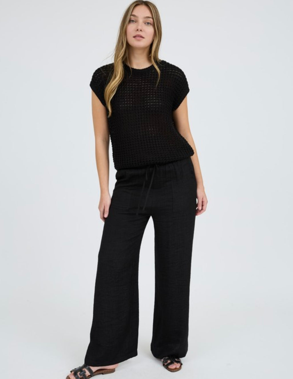 Crochet Knit Batwing Sweater Top