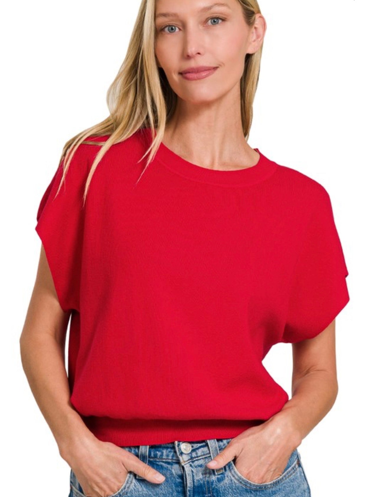 Round Neck Dolman Sleeve Top