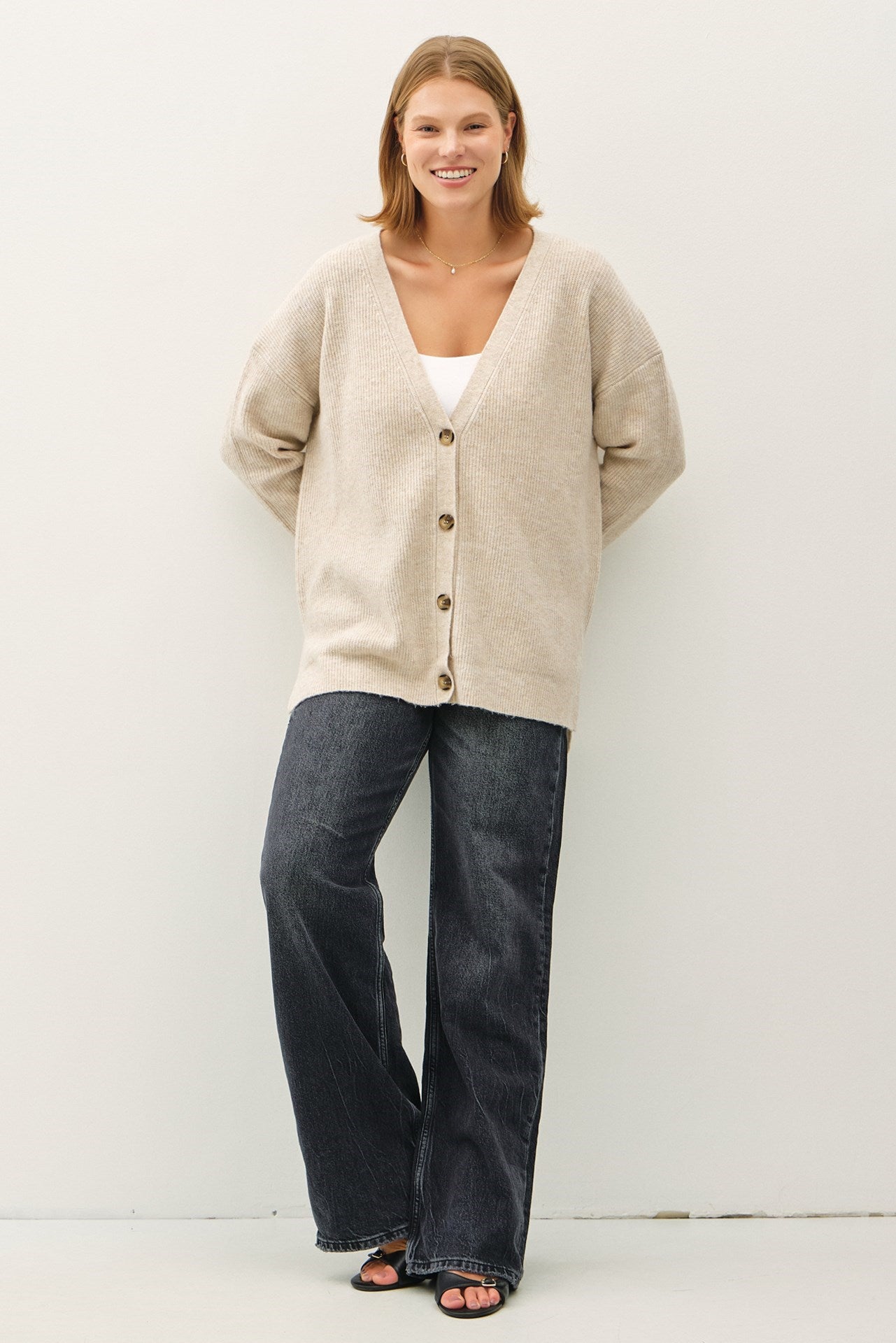 Plus V Button Cardigan