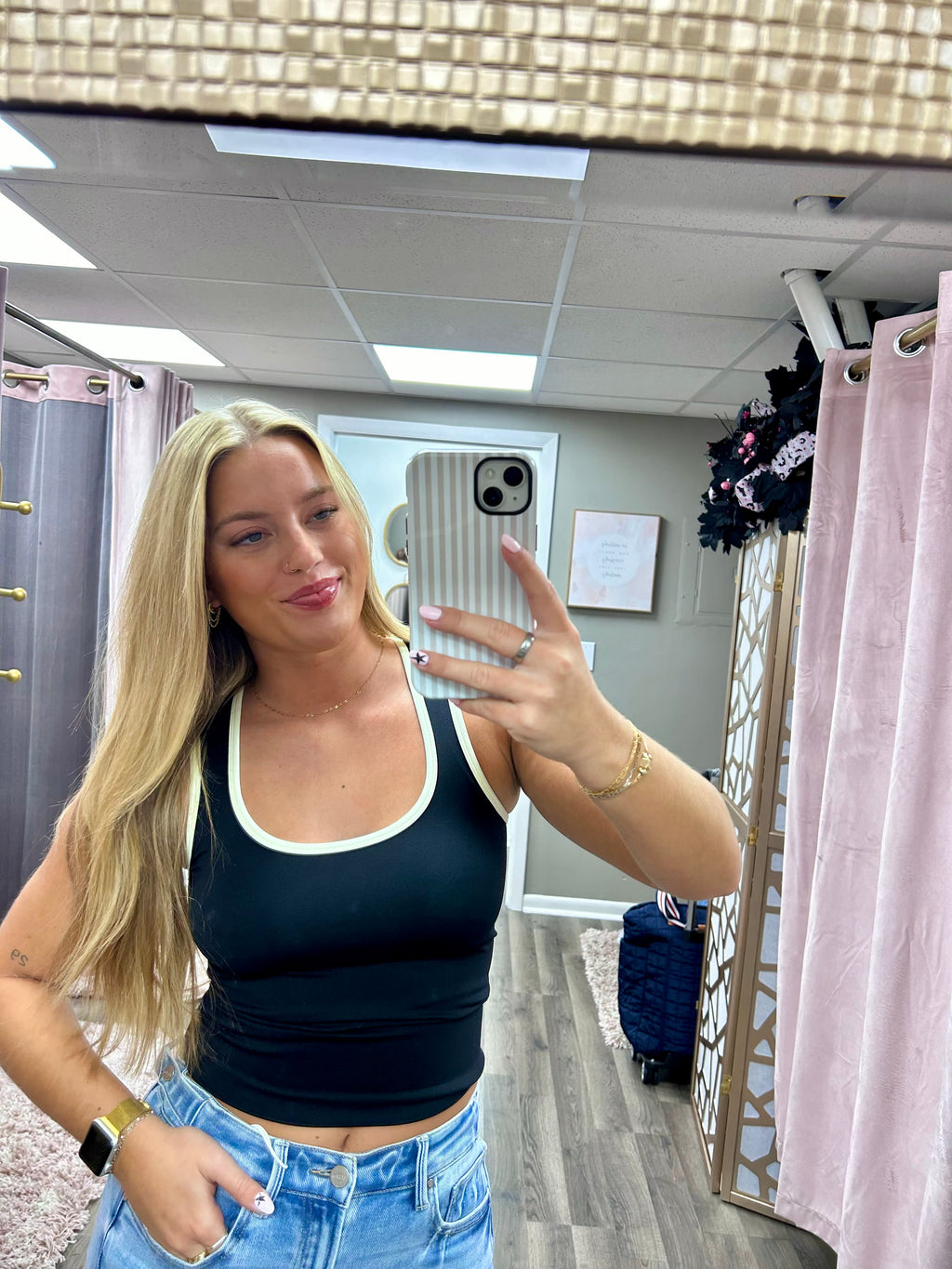 Two Tone U Neck Tank