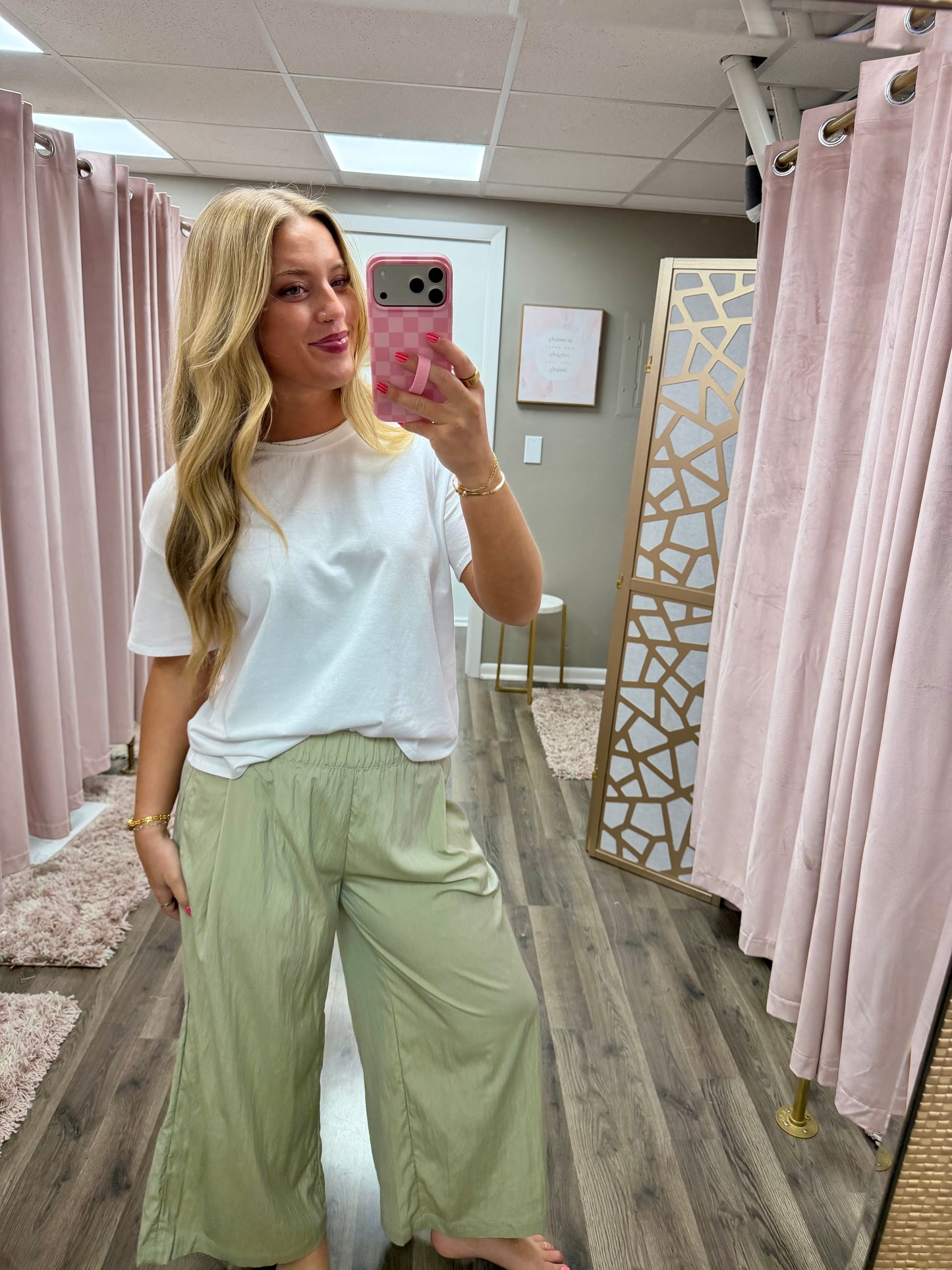 Elastic Waistline Cropped Pant