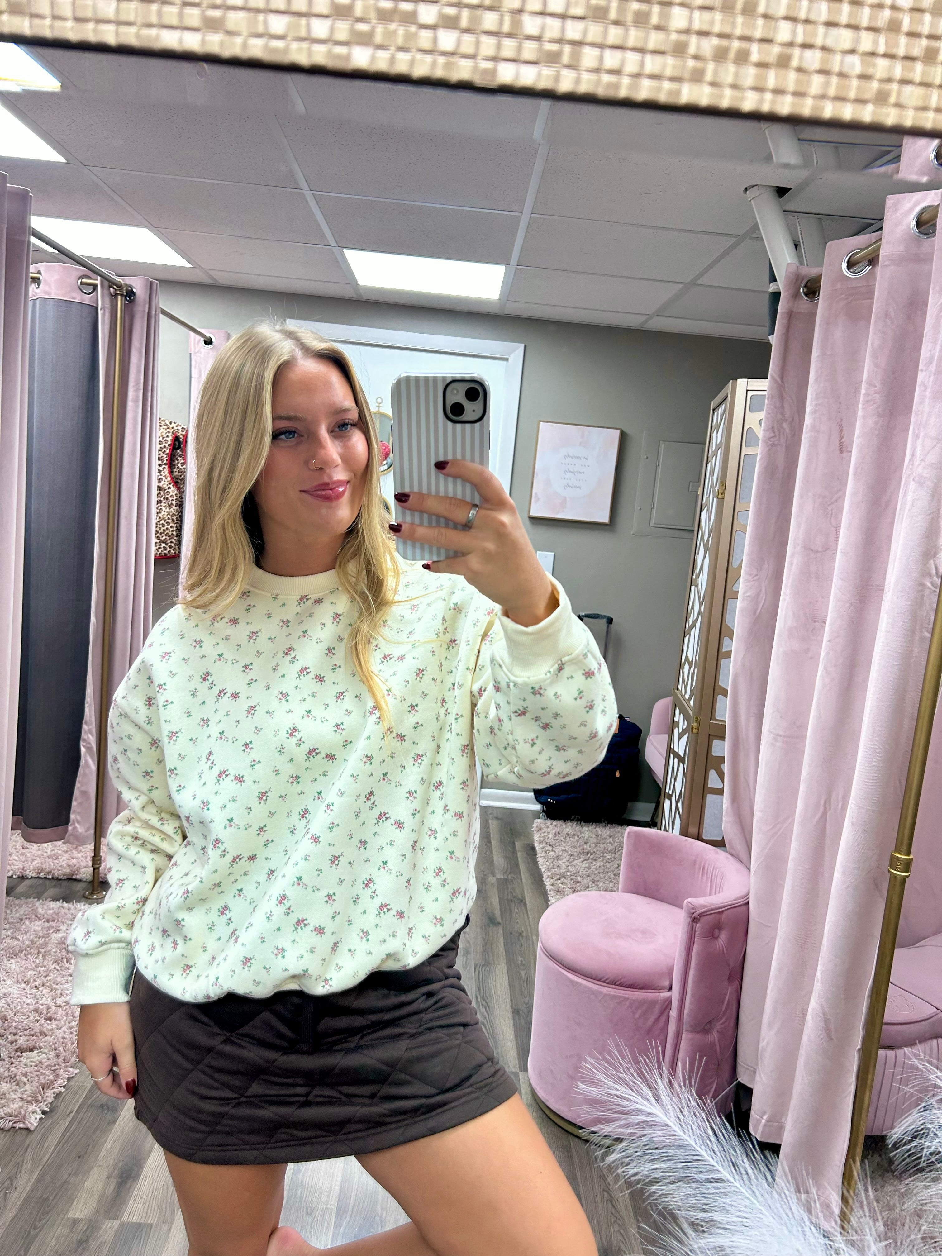 Ditsy Fleece Floral Crewneck